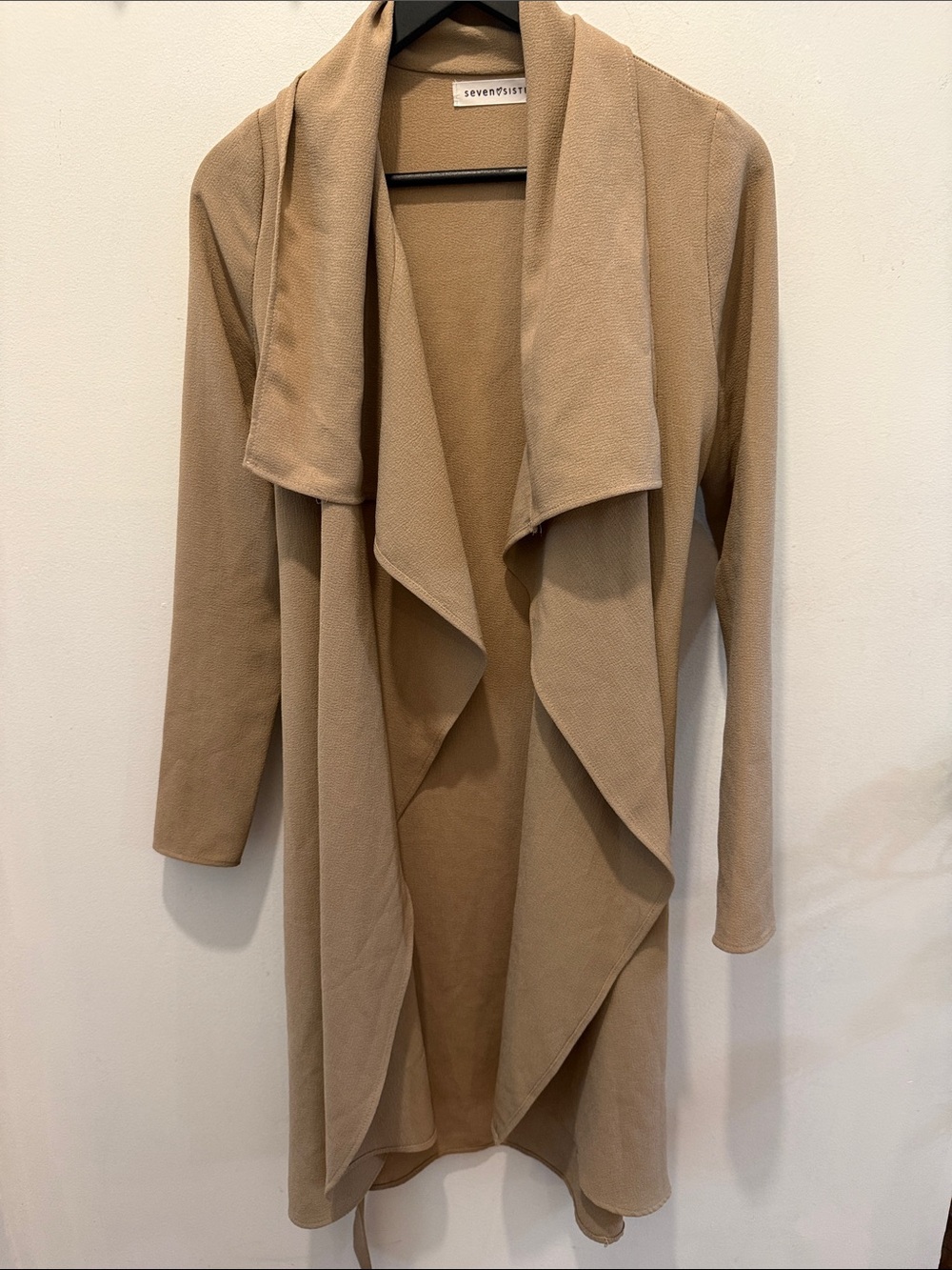 Seven Sisters Open Front Draped Cardigan - Tan